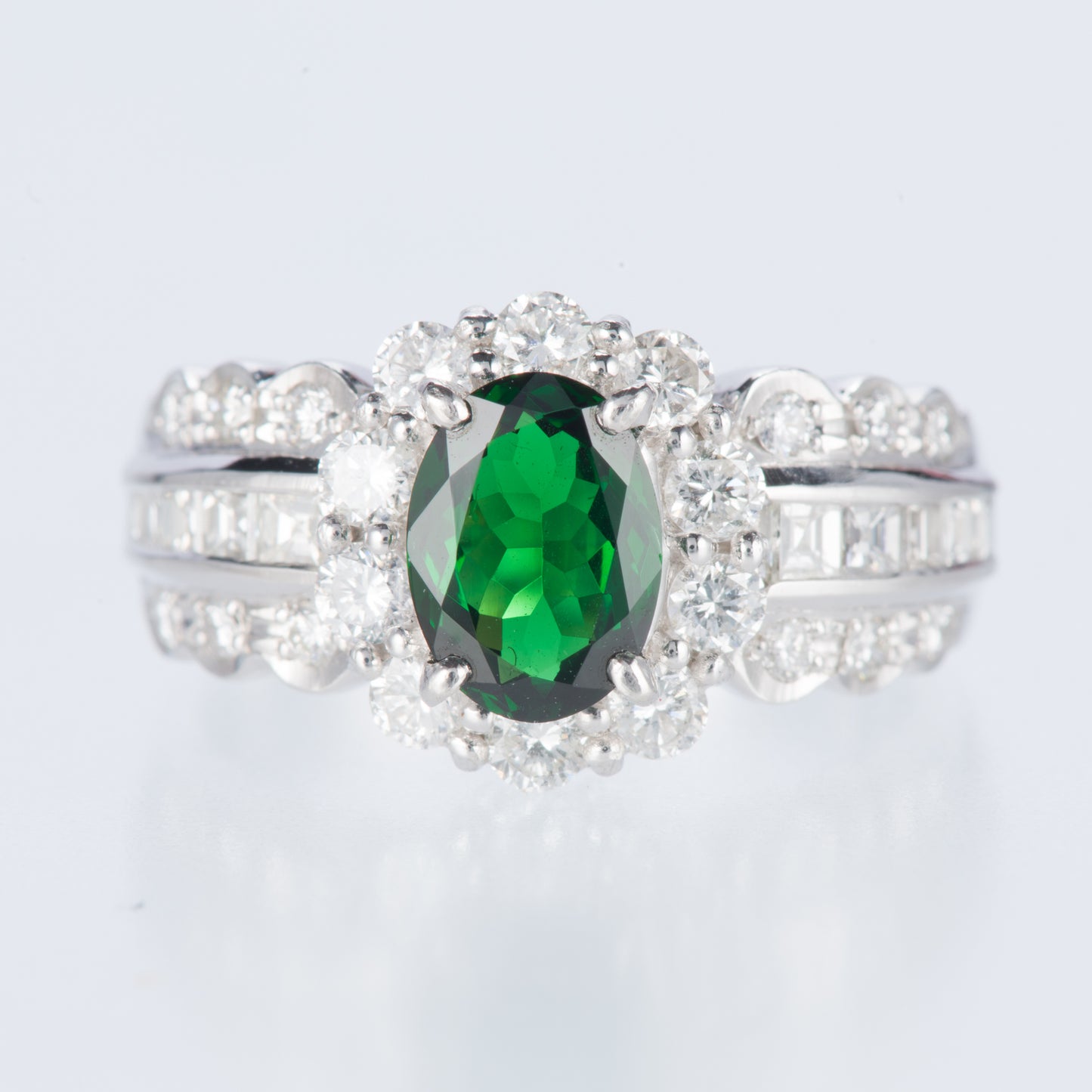 グリーンガーネット×ダイヤモンド プラチナリング GG: 1.19 ct D: 1.02ct Pt900