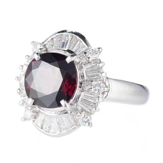 バイオレットサファイア x ダイヤモンド プラチナリング VS: 3.386 ct D: 1.03ct Pt900