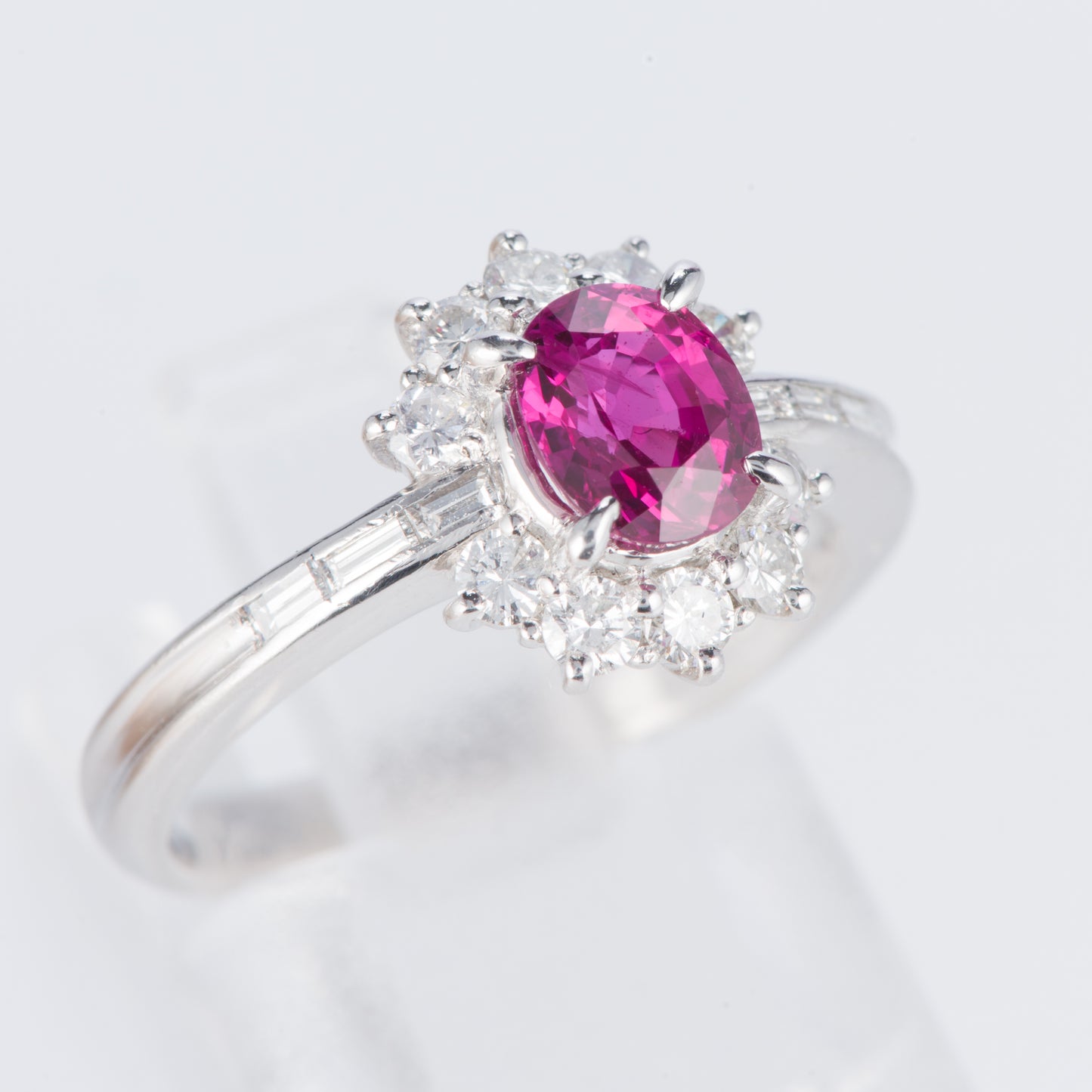 ルビーxダイヤモンド プラチナリング R: 1.1 ct D: 0.53ct Pt900