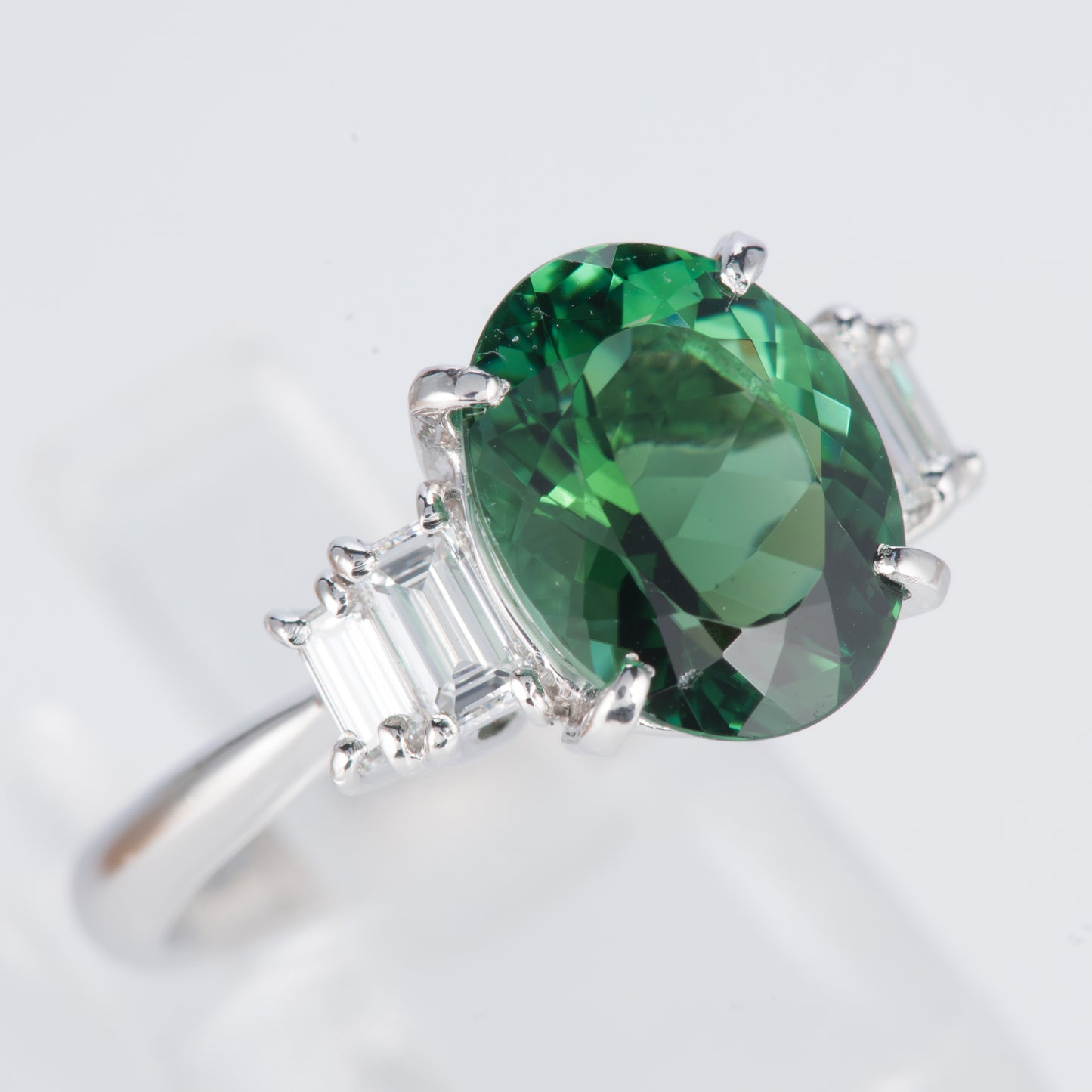 クロムトルマリンxダイヤモンド プラチナリング CrT: 3.45 ct D: 0.51ct Pt900