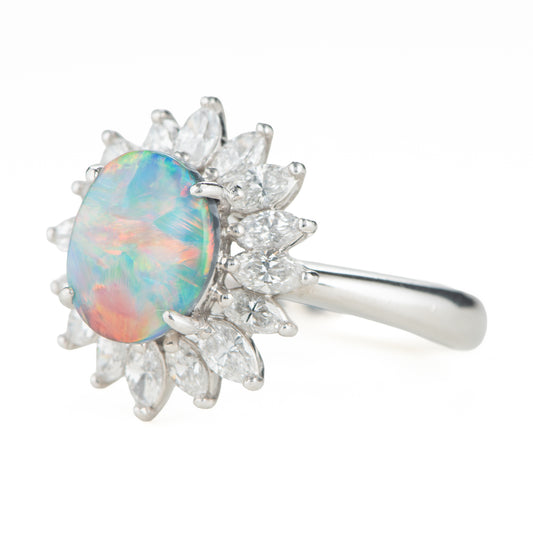 1.6ctブラックオパールダイヤモンドプラチナリング(BO:1.60 D:0.93ct Pt900)