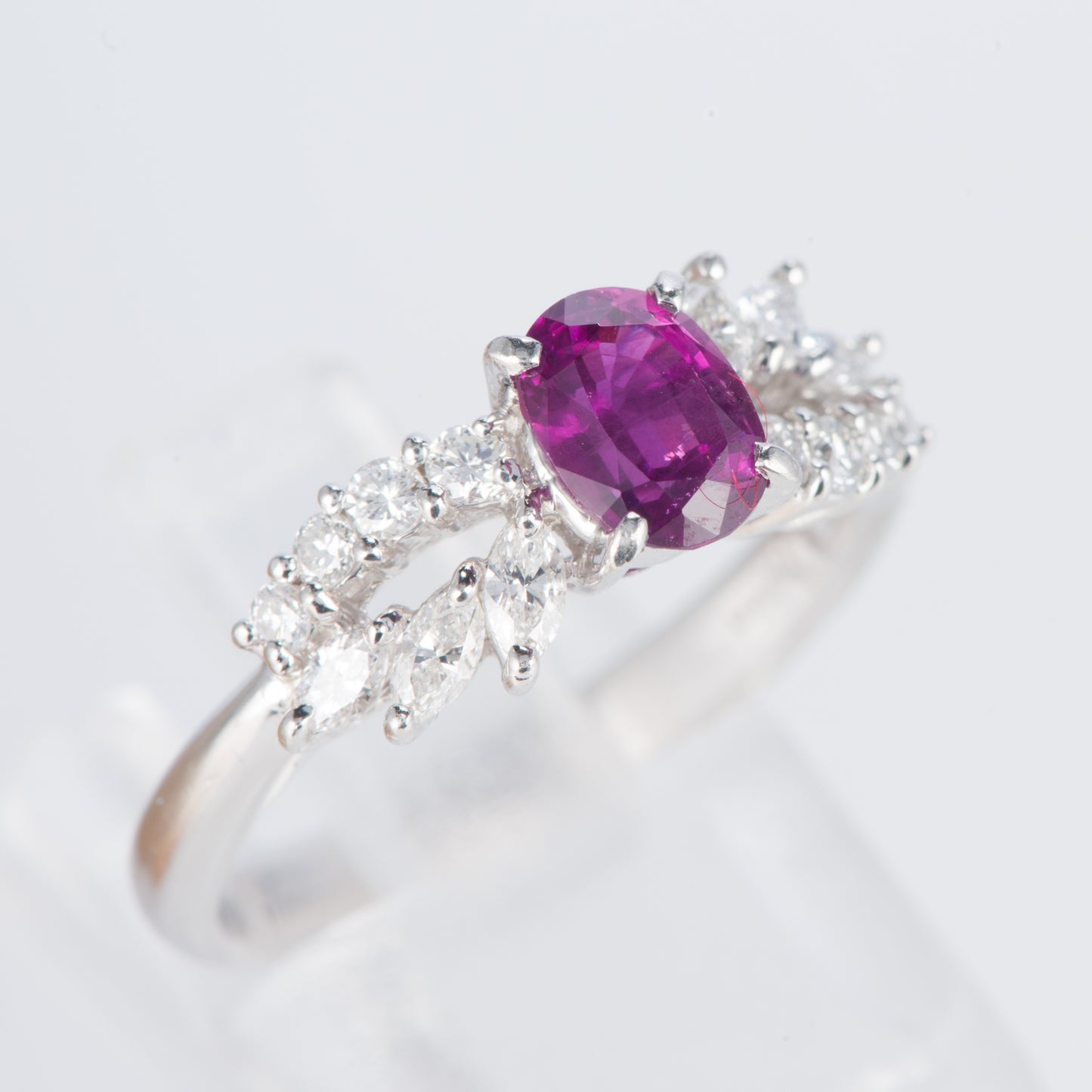 サファイアxダイヤモンド プラチナリング S: 0.958 ct D: 0.45ct Pt900