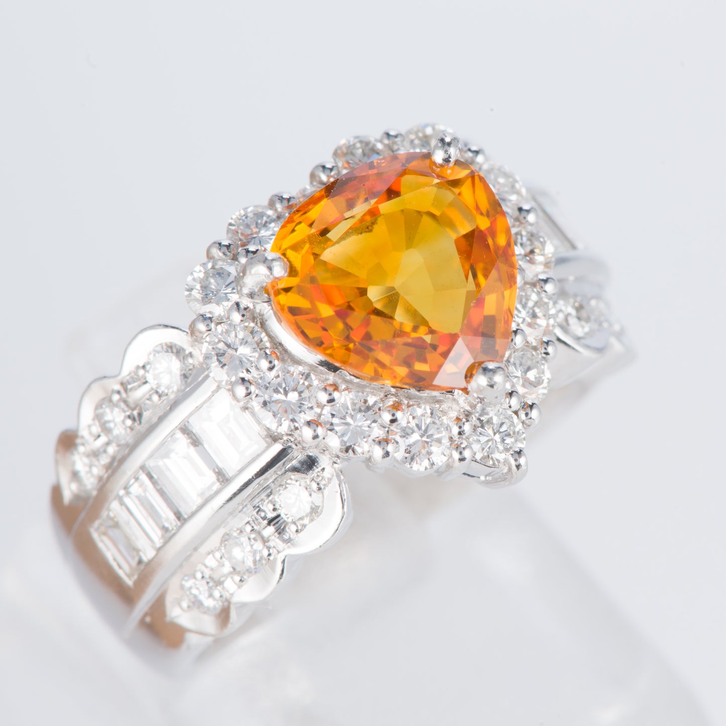 イエローサファイアxダイヤモンド プラチナリング YS: 2.75 ct D: 1.48ct Pt900