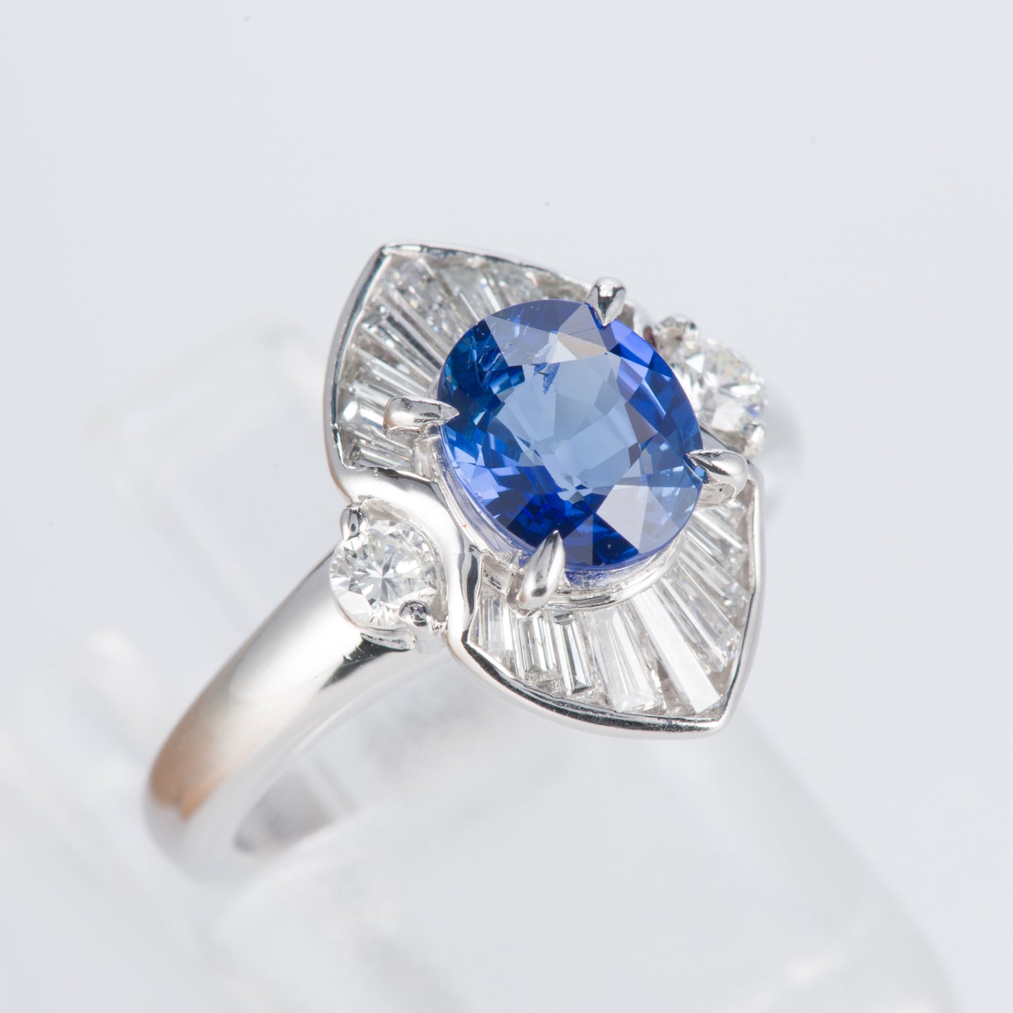 サファイアxダイヤモンド プラチナリング S: 1.4 ct D: 0.54ct Pt900