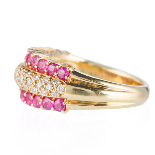 パヴェリング ルビー×ダイヤモンド イエローゴールドリング R:1.52ct D: 0.36ct