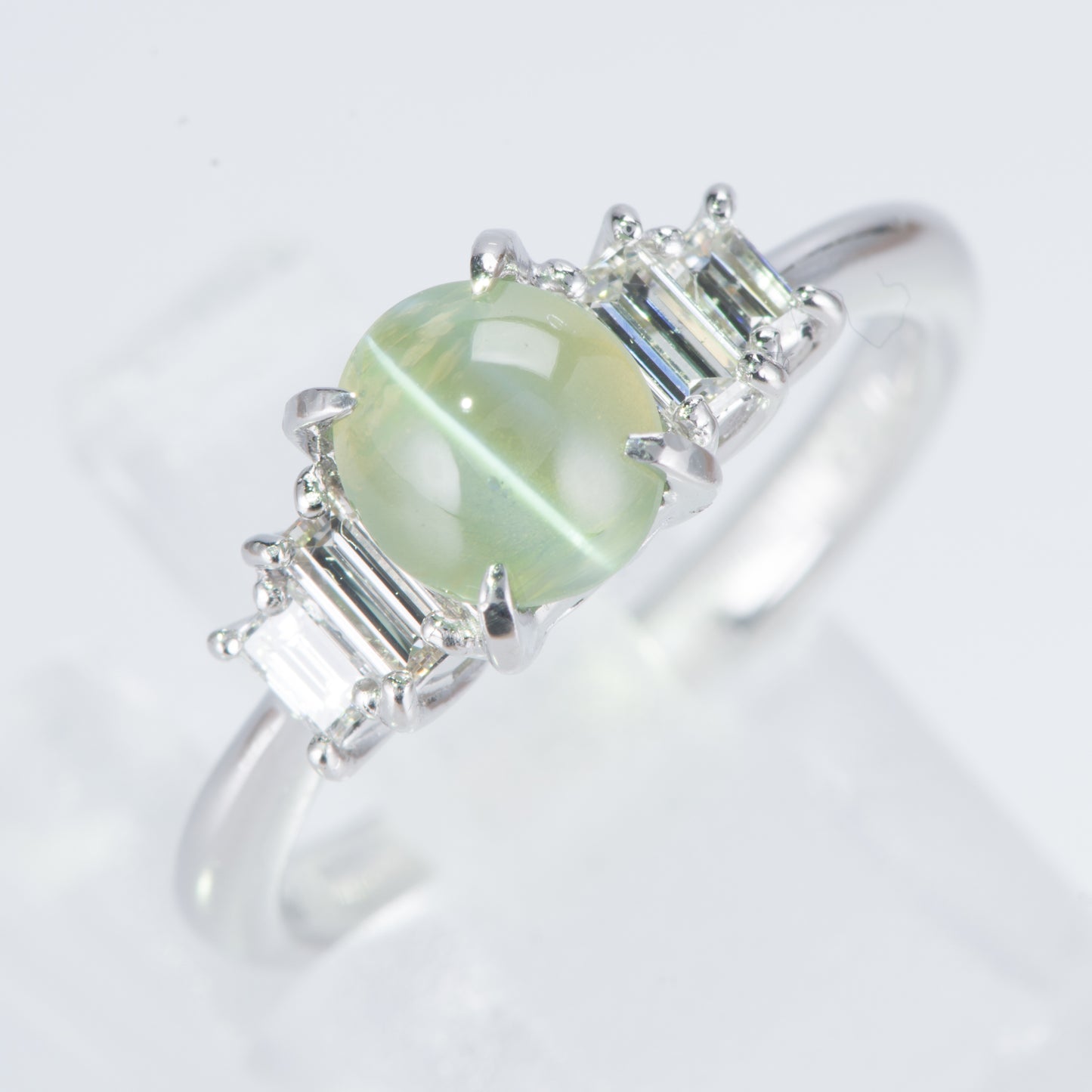 キャッツアイxダイヤモンド プラチナリング C: 1.5 ct D: 0.36ct Pt900