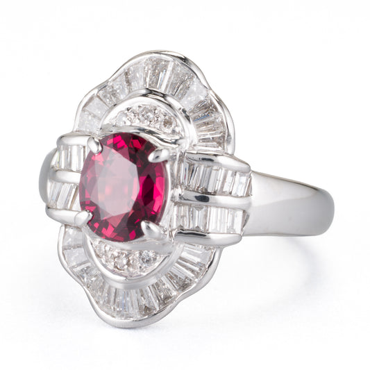 タンザニア産ルビーxダイヤモンド プラチナ製リング R: 1.52ct D:1.16ct Pt900 GIA