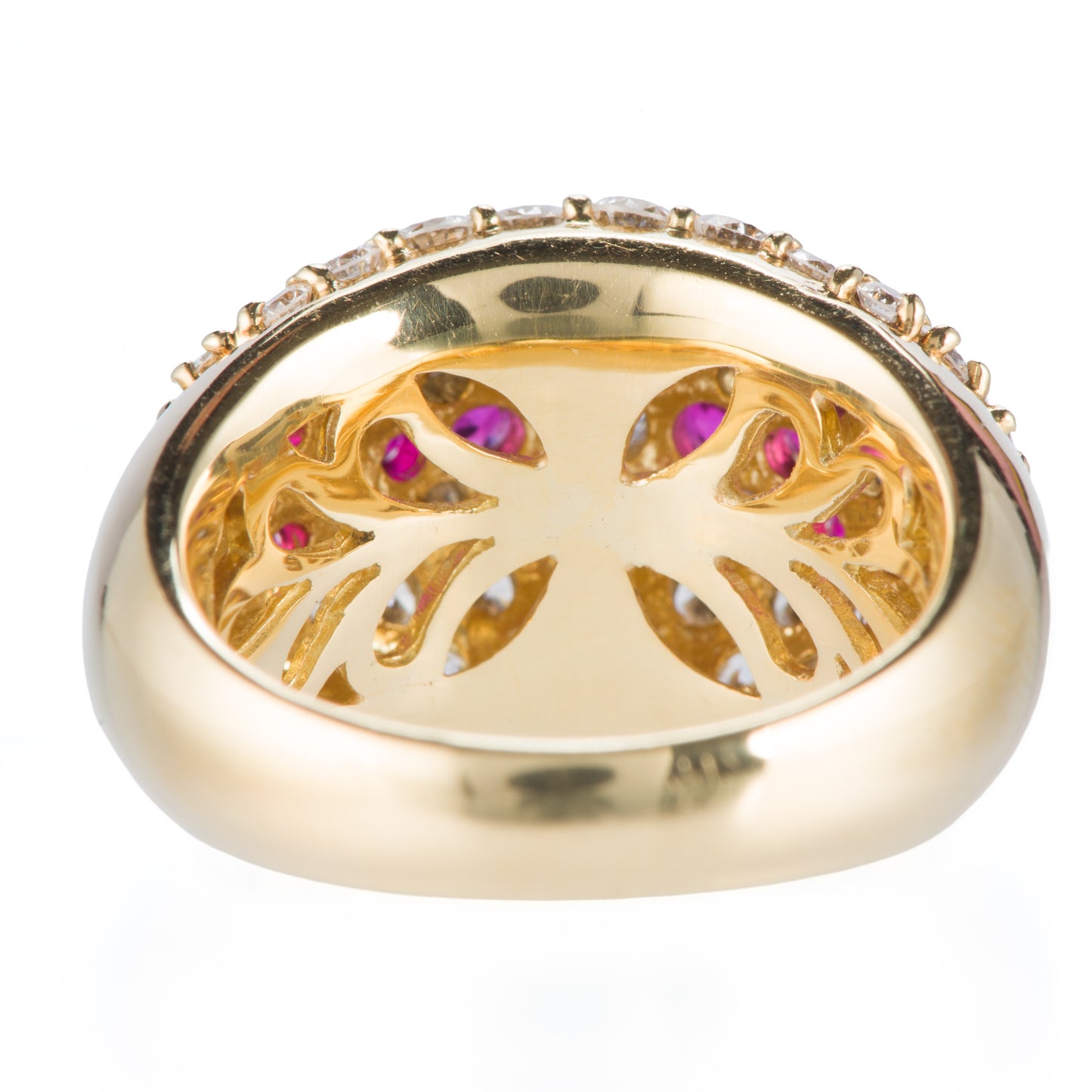 パヴェリング ルビー×ダイヤモンド イエローゴールドリング R:1.40Cct D: 2.00ct