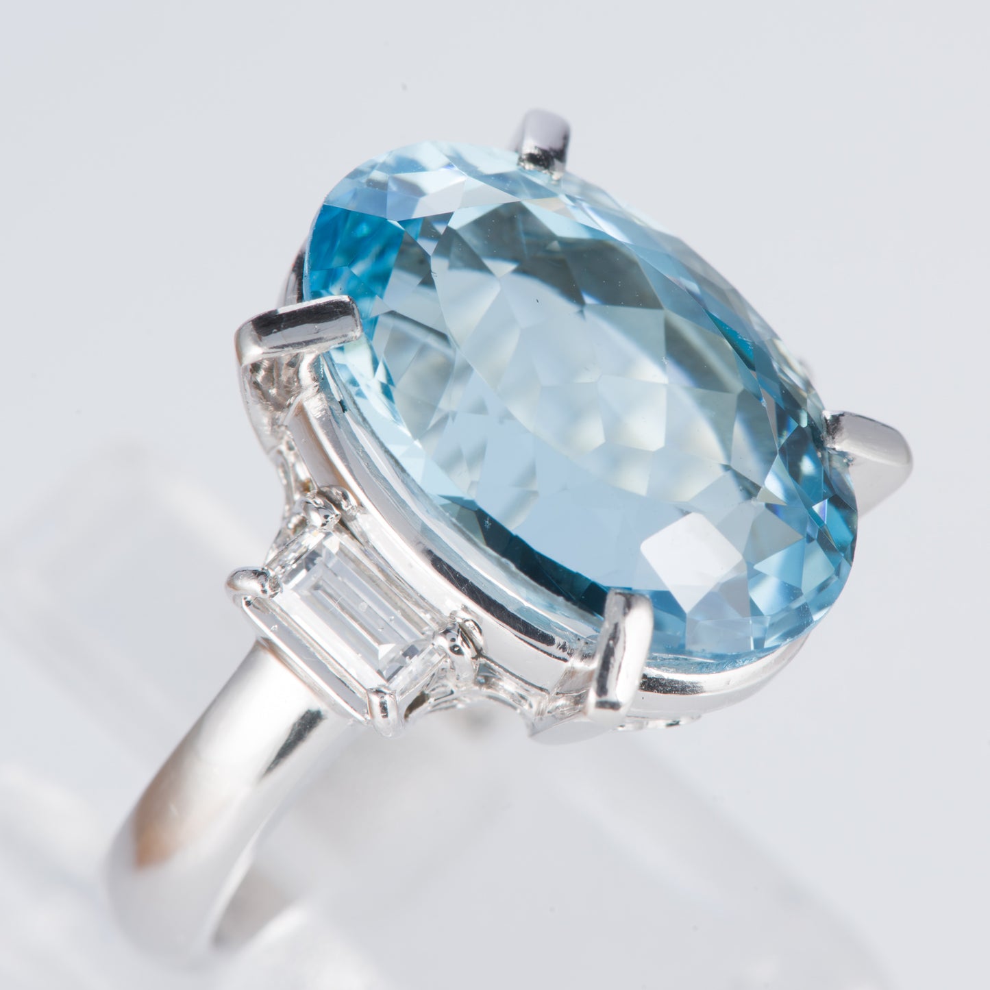 アクアマリンxダイヤモンド プラチナリング Aq: 8.55 ct D: 0.53ct Pt900