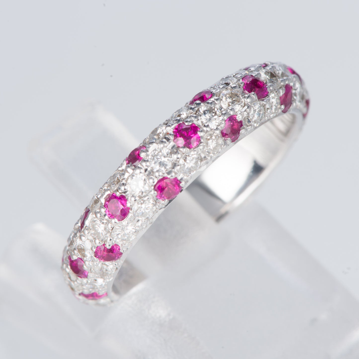 ルビーxダイヤモンド ホワイトゴールドリング R: 1 ct D: 1.25ct K18WG