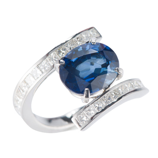 4.84ct ブルーサファイアプラチナリング S:4.84ct D:1.14ct Pt900 GIA