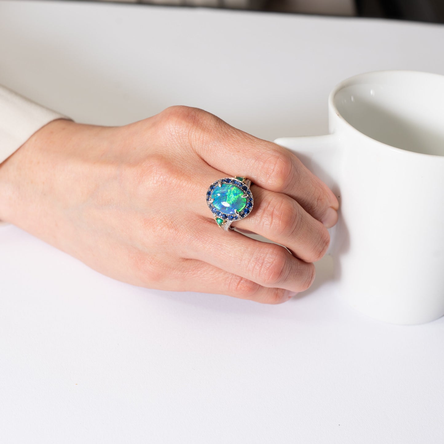 5ct ブラックオパールプラチナリング O:5.41ct E:1.02 S:0.73 D:0.40ct Pt950