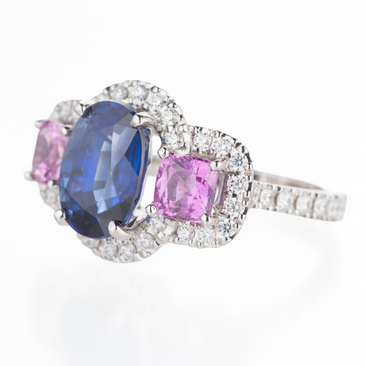 5ct サファイアプラチナリング S:5.18ct PS:1.50 D:0.64ct Pt950