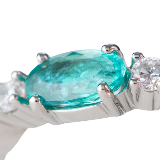 ブラジル産パライバトルマリンxダイヤモンドプラチナ製リング(0.39ct 0.37 Pt950 GIA)