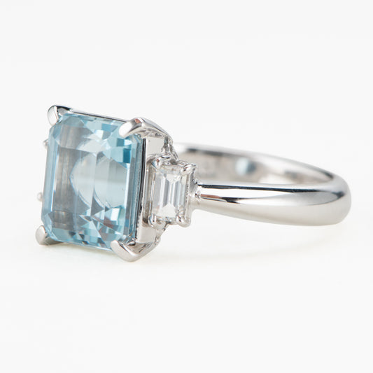 アクアマリン プラチナ製リング To: 2.73ct D:0.30ct Pt900