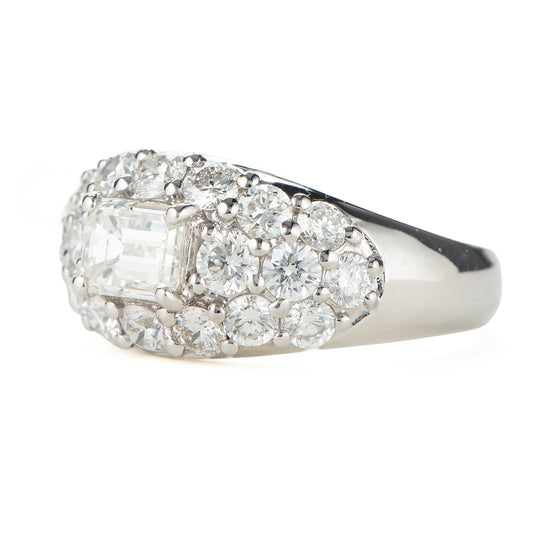 合計2.42ct エメラルドカットダイヤモンド パヴェ プラチナリング 2.42twct (D: 0.80ct D: 1.62ct) Pt900 GIA