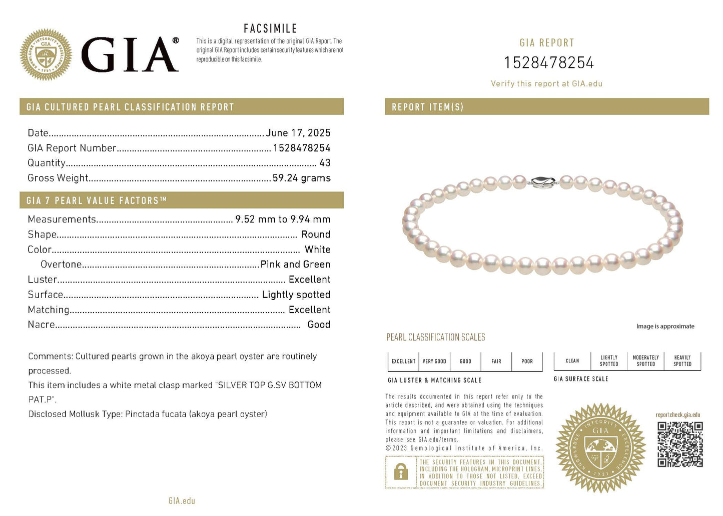 あこや真珠 ネックレス 9.5-9.94mm SVクラスプ