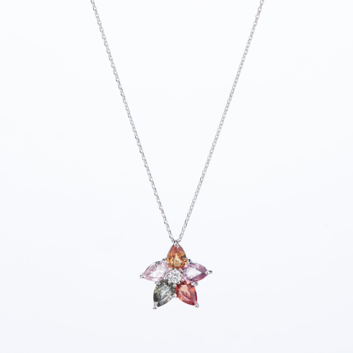 ブルーム マルチカラーサファイアのペンダントネックレス
