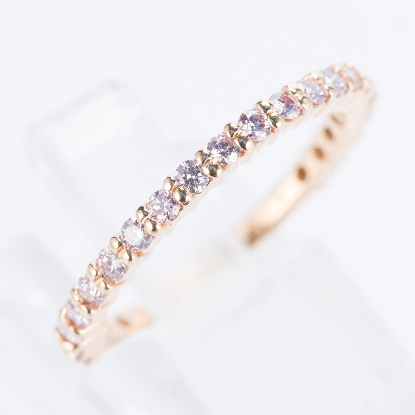 1.9mm ライトピンクダイヤモンド ピンクゴールド ハーフエタニティリング