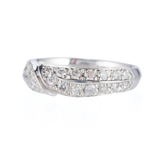 リーフモチーフ ダイヤモンドリング 0.71ct K18WG 正面画像