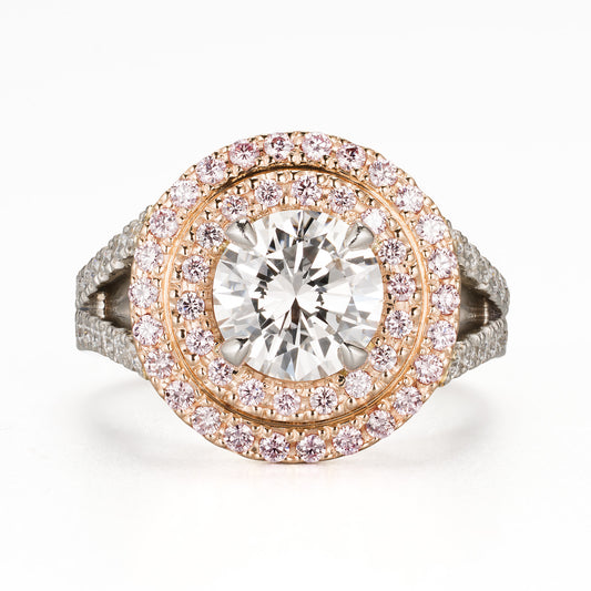 1.5ct D IF ダイヤモンxアーガイルピンクダイヤモンドダブルハローリング(1.58ct D IF AP0.41 / D0.39 GIA)