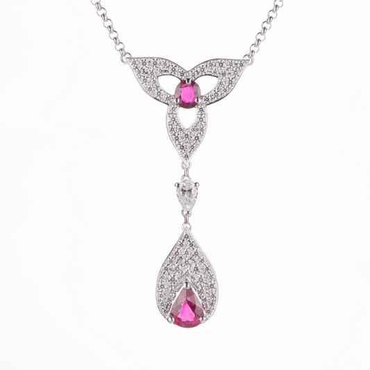 ルビー×ダイヤモンドプラチナ製ネックレス Pt950 R:3.45ct D:3.42ct GIA
