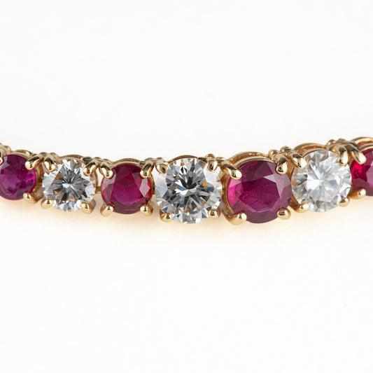 ルビー×ダイヤモンドイエローゴールド製テニスネックレス R:7.56ct D:5.56ct K18YG