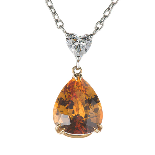 4ct イエローサファイアプラチナペンダント(YS:4.05ct D:0.32 Pt900/K18)