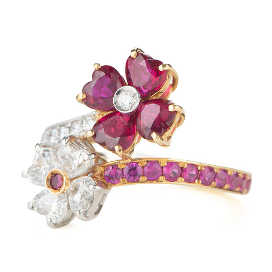 ルビープラチナイエローゴールドリングPt900/K18YG R:2.19ct D:1.09ct