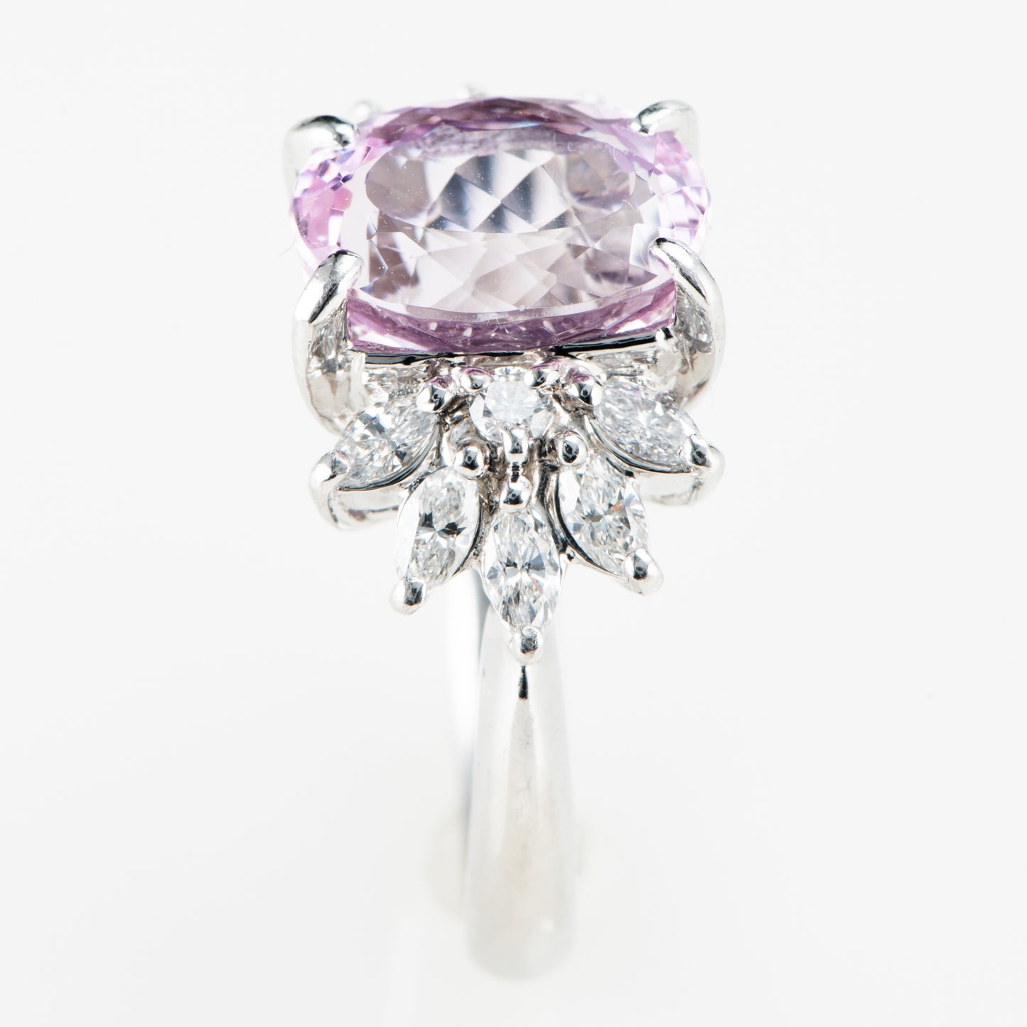 ピンクトパーズプラチナ製リング To: 4.35ct D:0.62ct Pt900