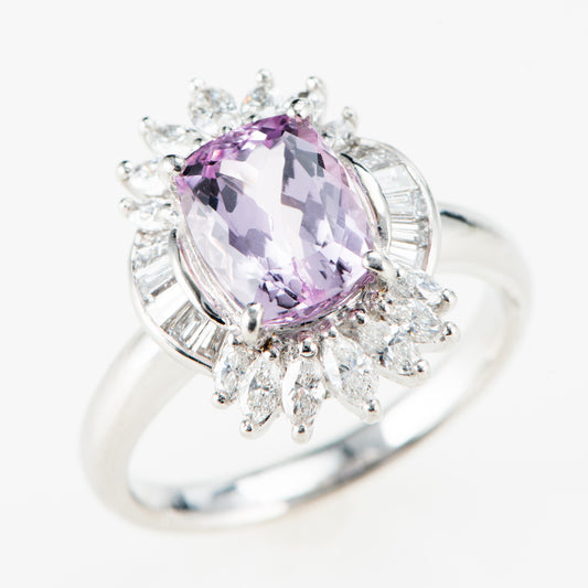 ピンクトパーズプラチナ製リング To: 2.73ct D:0.75ct Pt900