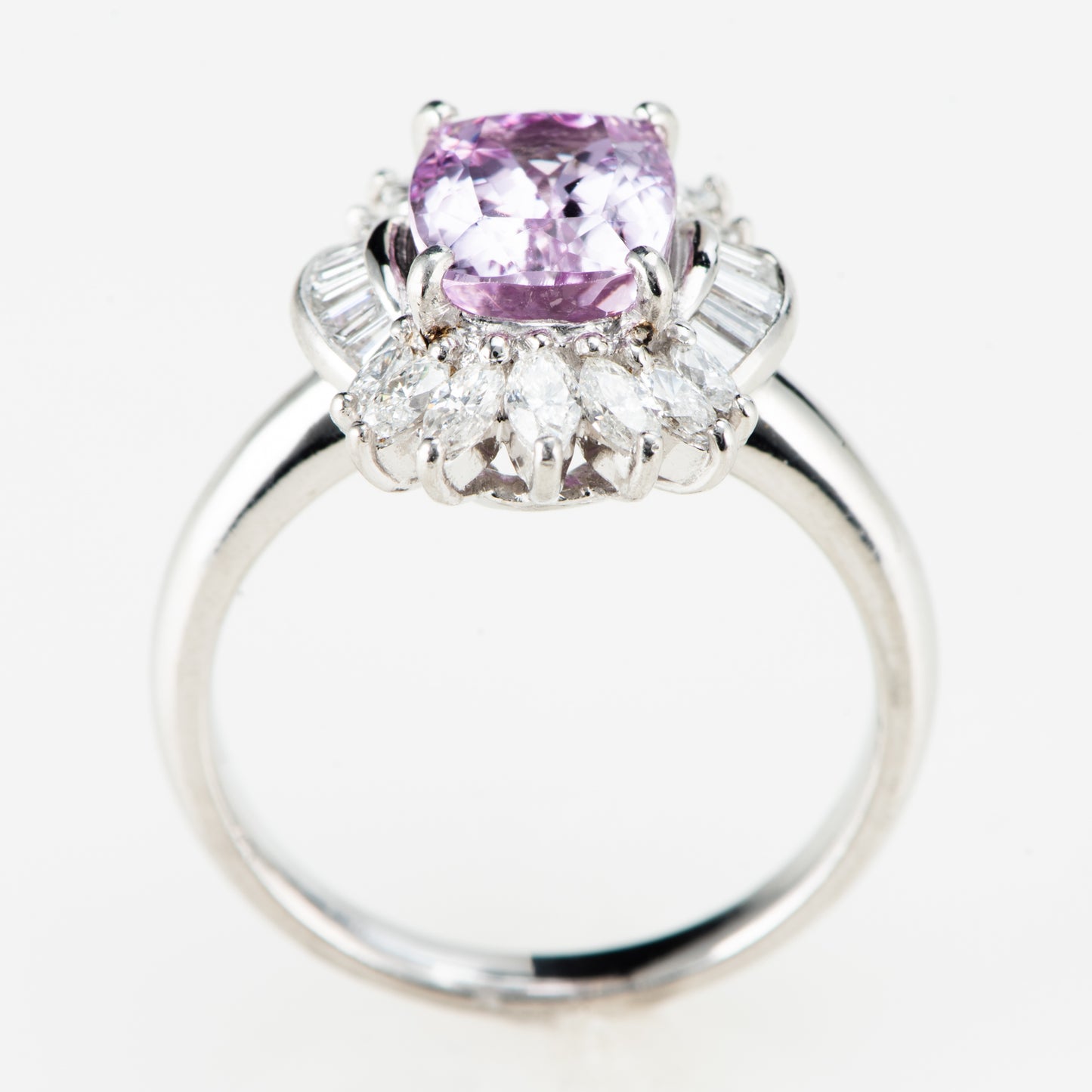 ピンクトパーズプラチナ製リング To: 2.73ct D:0.75ct Pt900