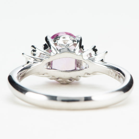 ピンクトパーズプラチナリング To: 1.66ct D:0.41ct Pt900