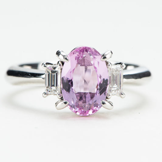 2ct ピンクトパーズプラチナ製リング To: 2.12ct D:0.28ct Pt900