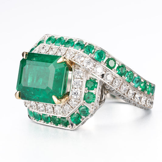 5ct コロンビア産エメラルドプラチナリング GIAレポート(E:5.43ct Pt950)