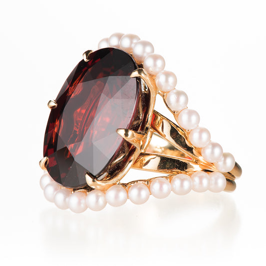 サイド ベビーパールイエローゴールドリング (SG: 33.06ct AP:34p K18YG)