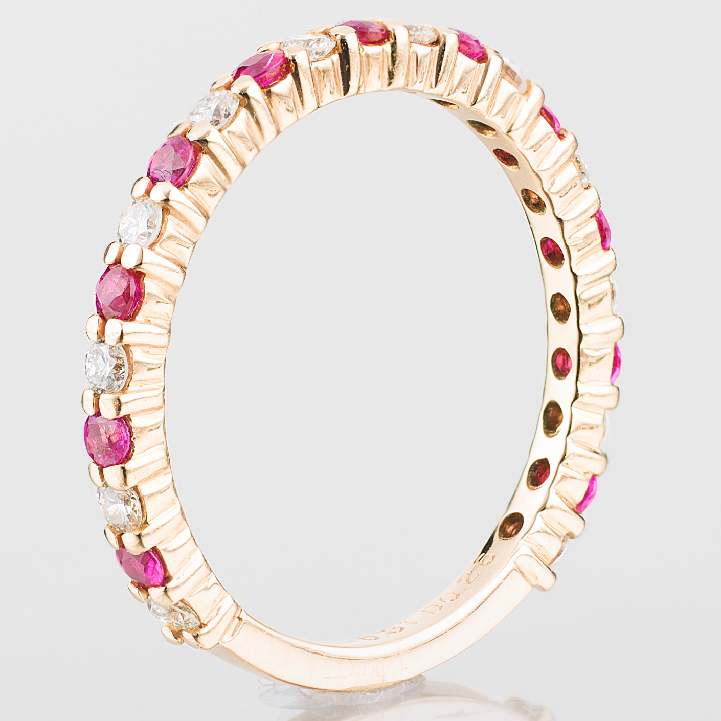 1.9mm ルビー×ダイヤモンド イエローゴールド ハーフエタニティリング