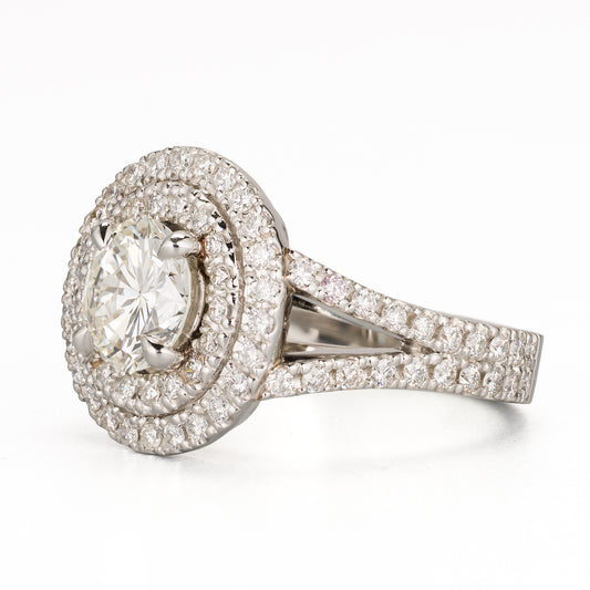 1.5ct J VVS1 ダイヤモンダブルハローリング(1.51ct J VVS1 D0.89 GIA