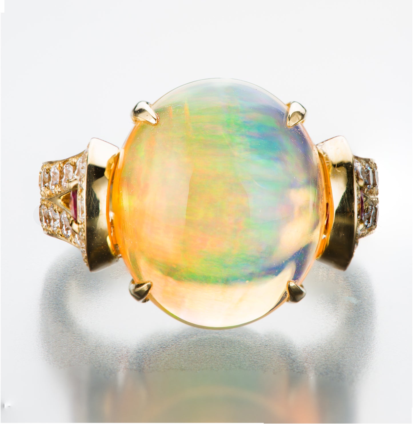 メキシコオパールリング イエローゴールドリング