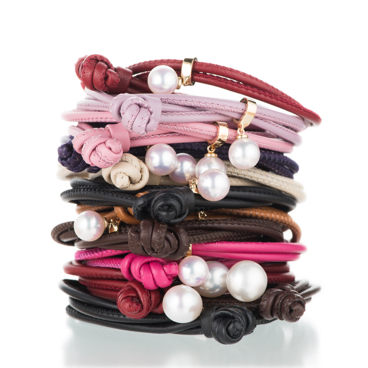 パール×レザーブレスレット