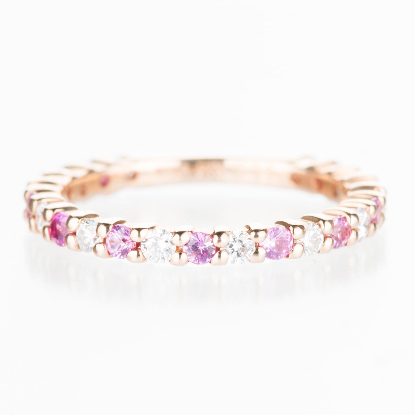 1.9mm ピンクサファイア×ダイヤモンド ピンクゴールド ハーフエタニティリング