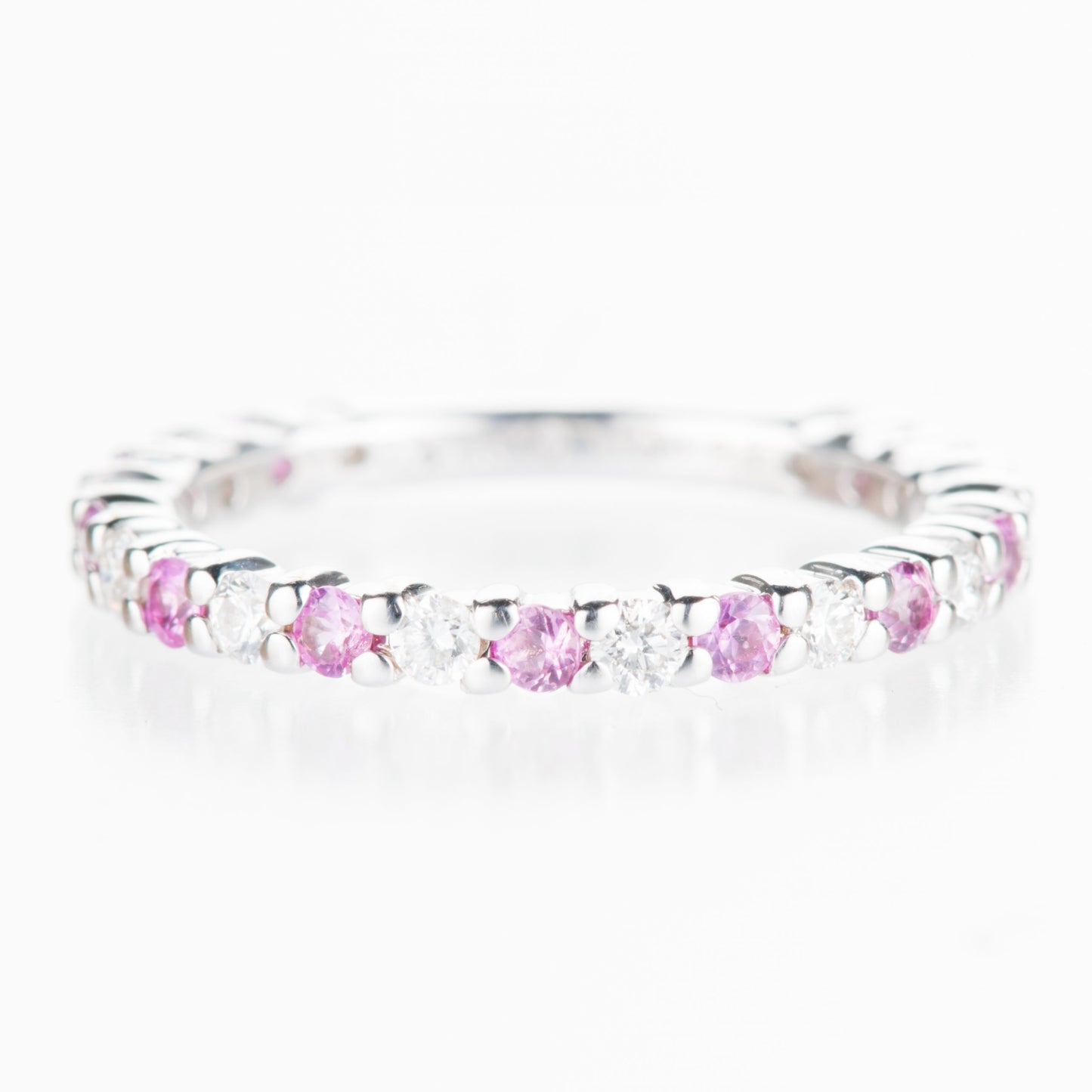 1.9mm ピンクサファイア×ダイヤモンド ホワイトゴールド ハーフエタニティリング