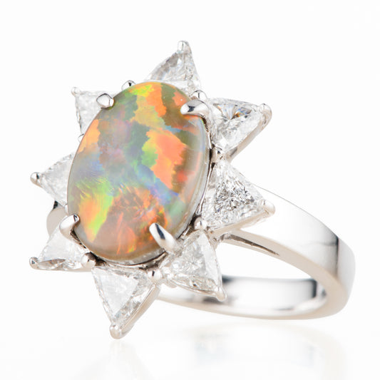 2.87ct セミブラックオパールダイヤモンドプラチナリング