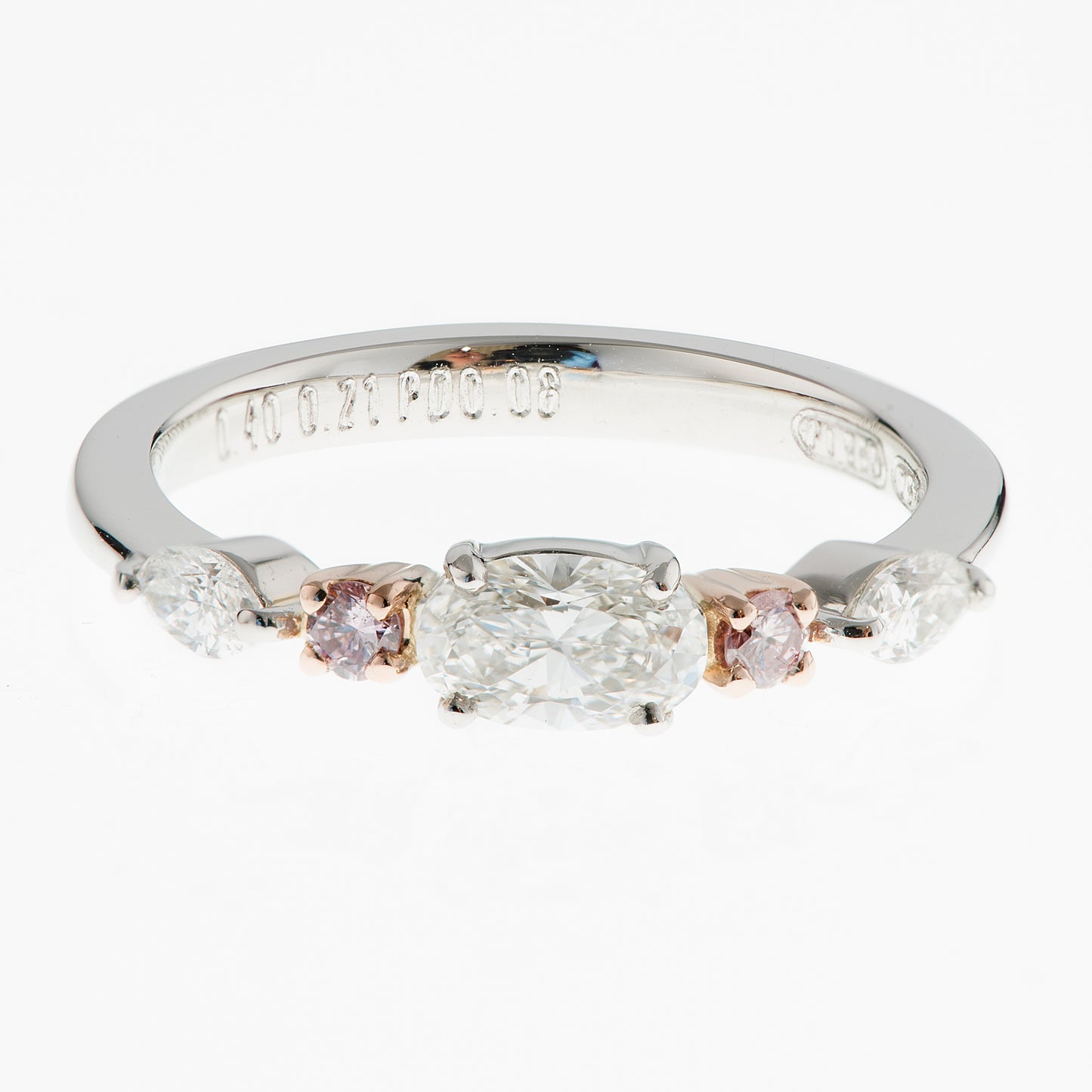 オーバルダイヤモンドとピンクダイヤモンドのコンビネーションリング プラチナ950製 GIA 写真1