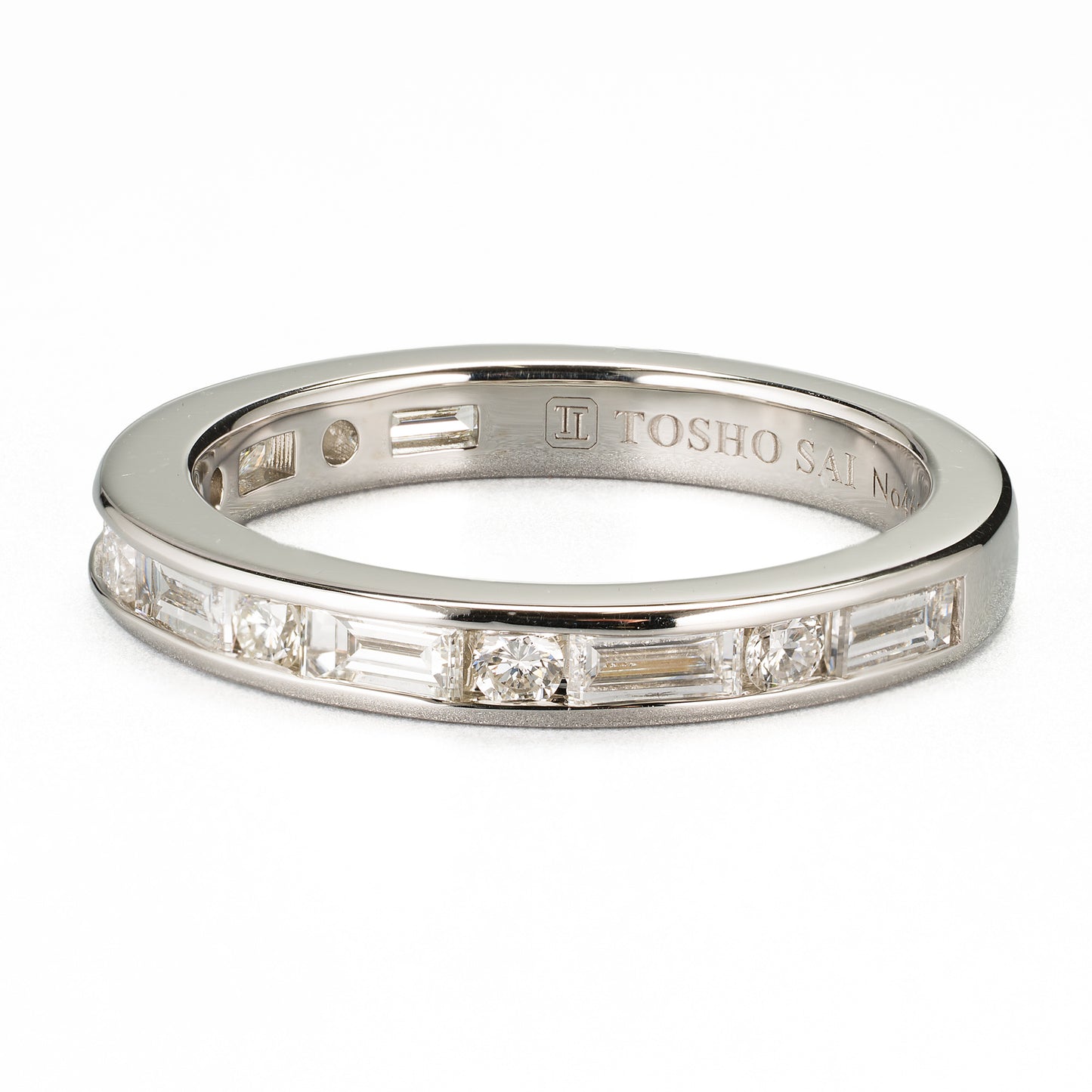 ZUISHO | プラチナ950 ラウンド バゲット ダイヤモンド 0.97ct G+ VS+ レール留め ハーフエタニティ リング