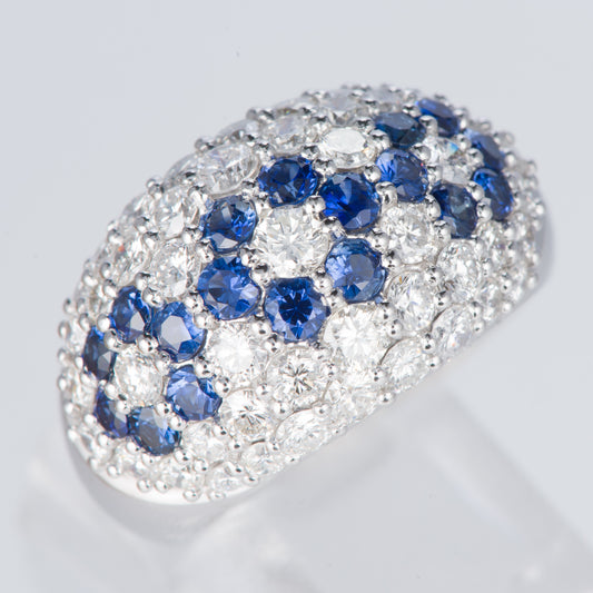 サファイアxダイヤモンド プラチナリング S: 1.25 ct D: 2.25ct Pt900