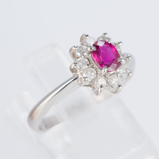 ルビーxダイヤモンド プラチナリング R: 0.53 ct D: 0.38ct Pt900