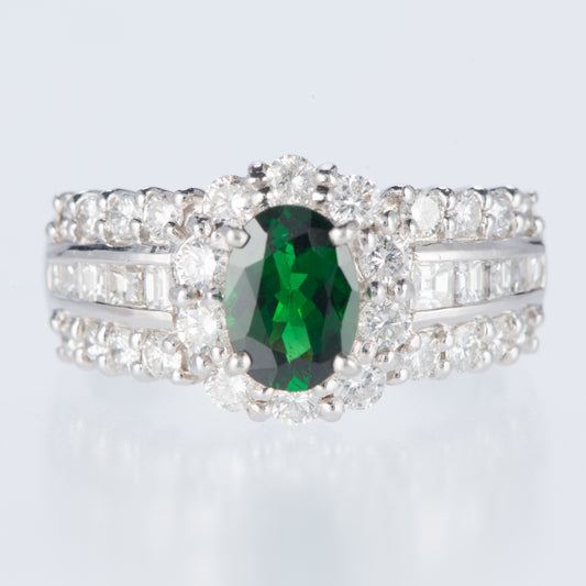 グリーンガーネット×ダイヤモンド プラチナリング GG: 0.86 ct D: 1.11ct Pt900