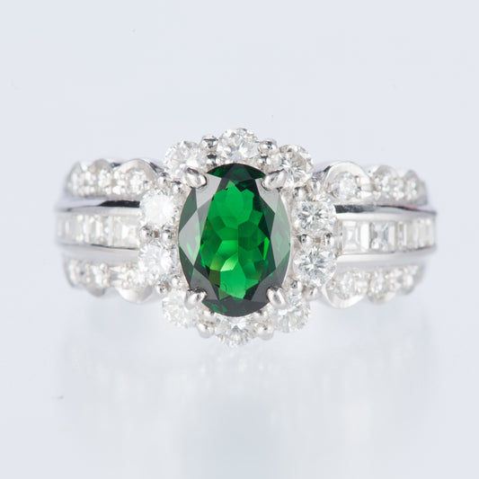 グリーンガーネット×ダイヤモンド プラチナリング GG: 1.19 ct D: 1.02ct Pt900