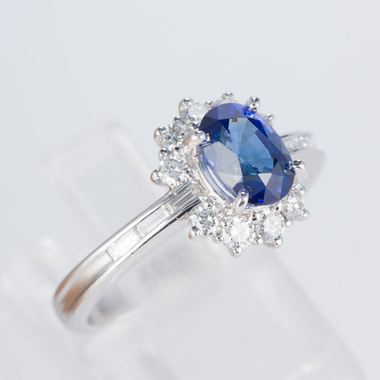 サファイアxダイヤモンド プラチナリング S: 1.46 ct D: 0.48ct Pt900